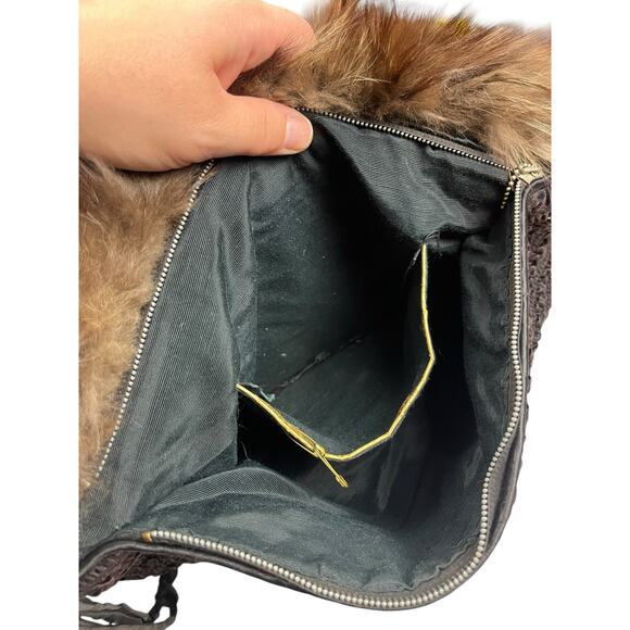 1940's-1950's Vintage Double Brown Silver Fox Hand Muff Bag Fur - Picture 10 of 12